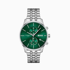 Hugo Boss Men’s Quartz Silver Stainless Steel Green Dial 42mm Watch 1513975