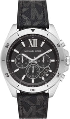 Michael Kors Men's Brecken Stainless Steel Quartz Watch with Plastic Strap, Black, 22 (Model: MK8850)