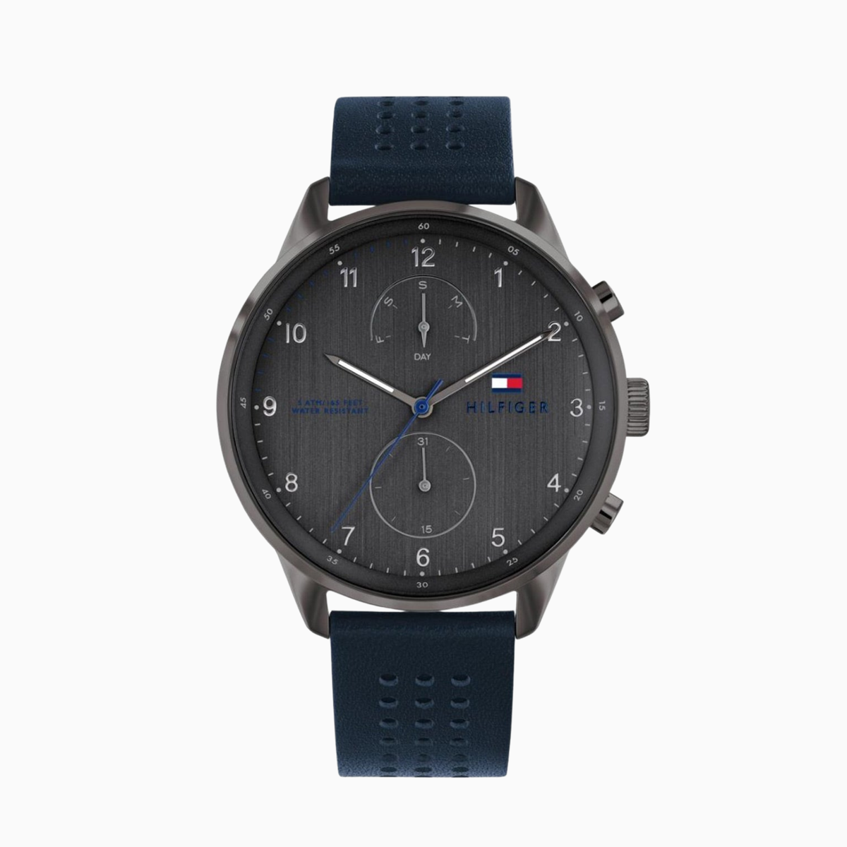 Tommy Hilfiger Men's Quartz Leather Strap Grey Dial 44mm Watch 1791578