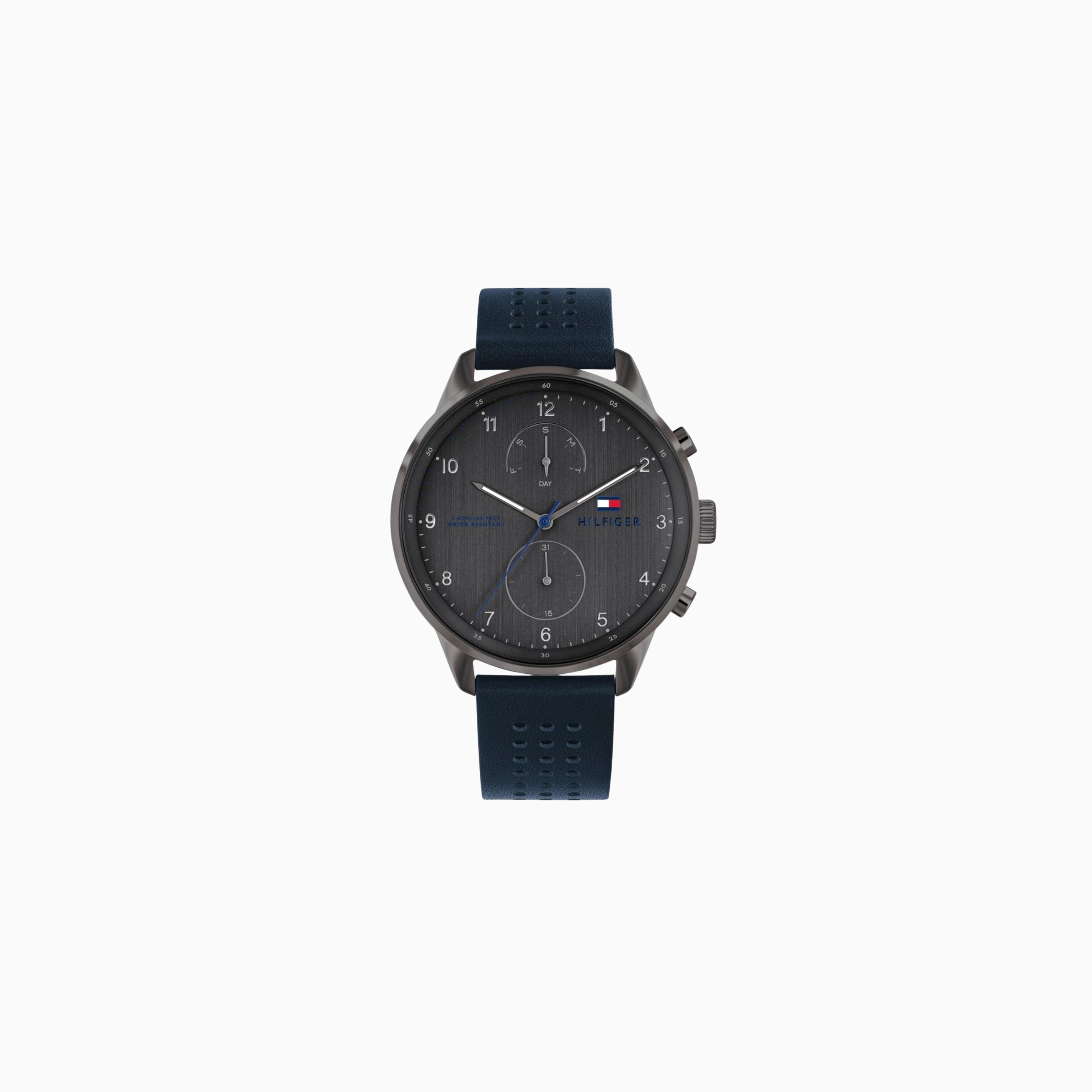 Tommy Hilfiger Men's Quartz Leather Strap Grey Dial 44mm Watch 1791578