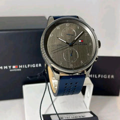 Tommy Hilfiger Men's Quartz Leather Strap Grey Dial 44mm Watch 1791578