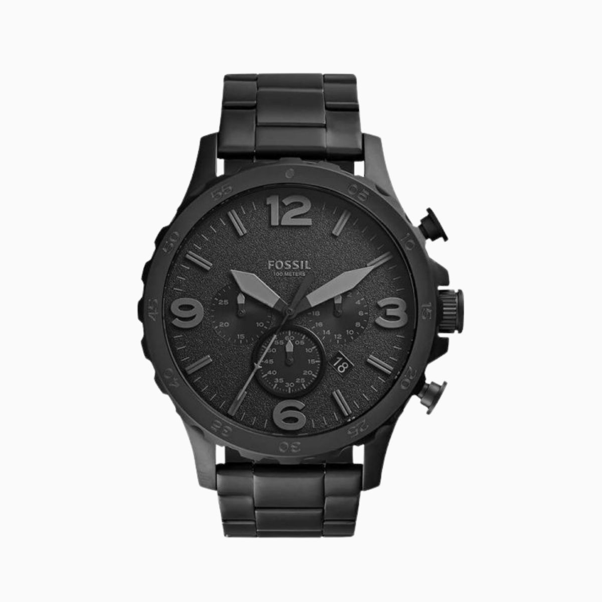 Fossil Men’s Quartz Stainless Steel Black Dial 50mm Watch JR1401