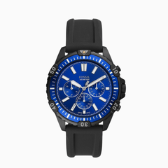 Fossil Men’s Quartz Silicone Strap Blue Dial 44mm Watch FS5695