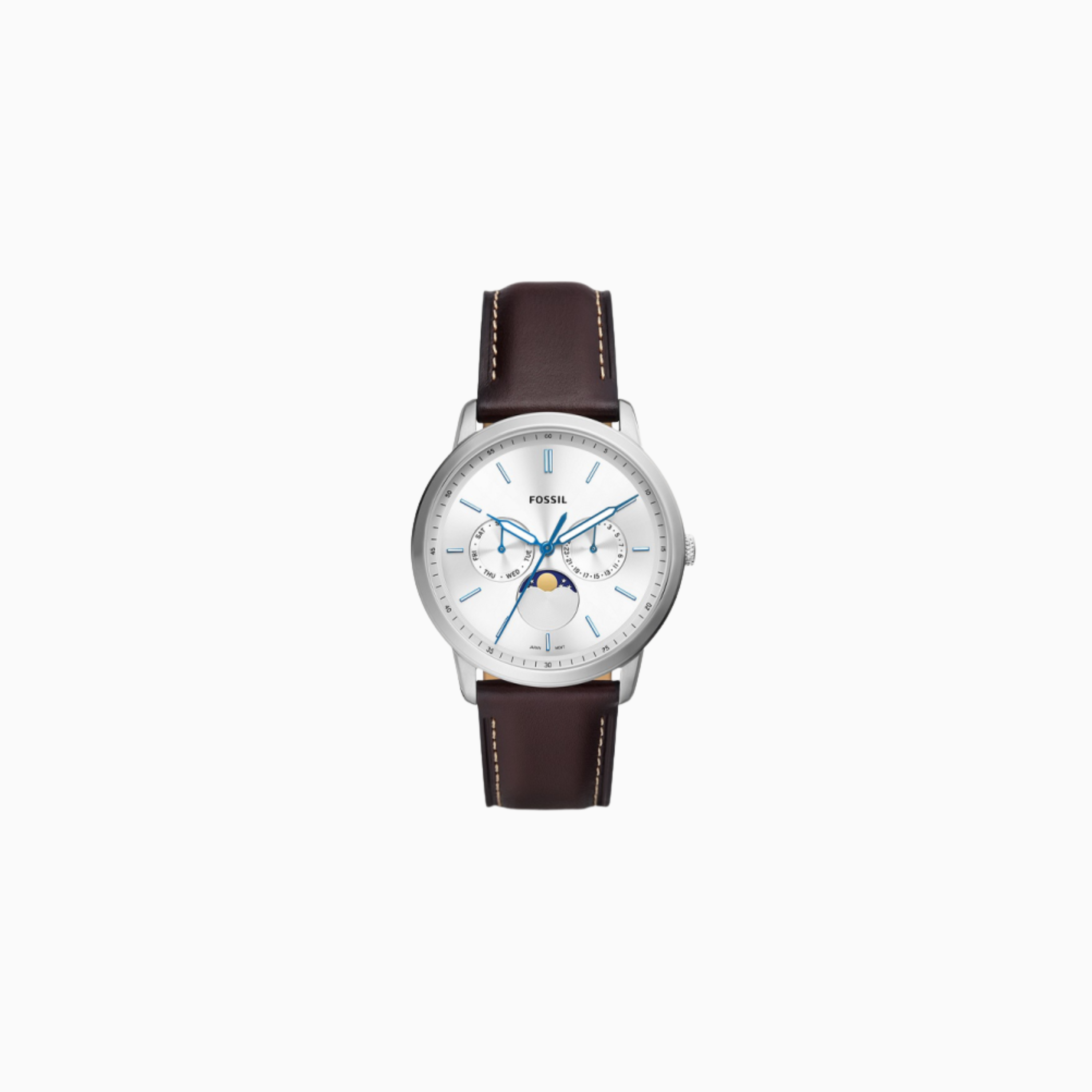 Fossil Men’s Quartz Brown Leather Strap Silver Dial 42mm Watch FS5905