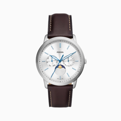Fossil Men’s Quartz Brown Leather Strap Silver Dial 42mm Watch FS5905