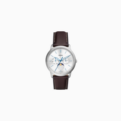 Fossil Men’s Quartz Brown Leather Strap Silver Dial 42mm Watch FS5905