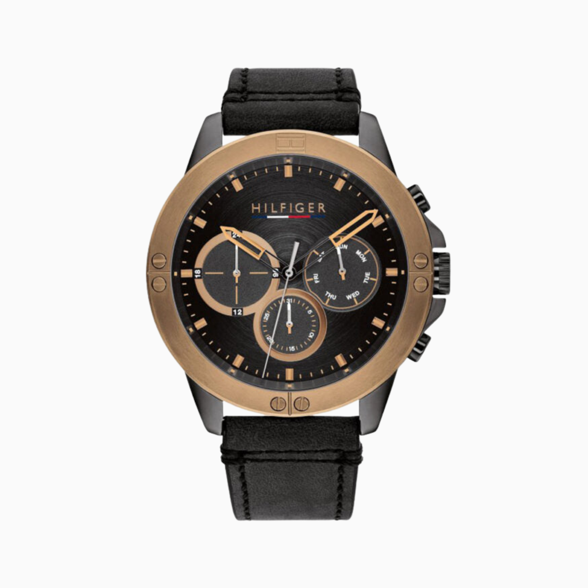 Tommy Hilfiger Men’s Quartz Leather Strap Black Dial 46mm Watch 1791893