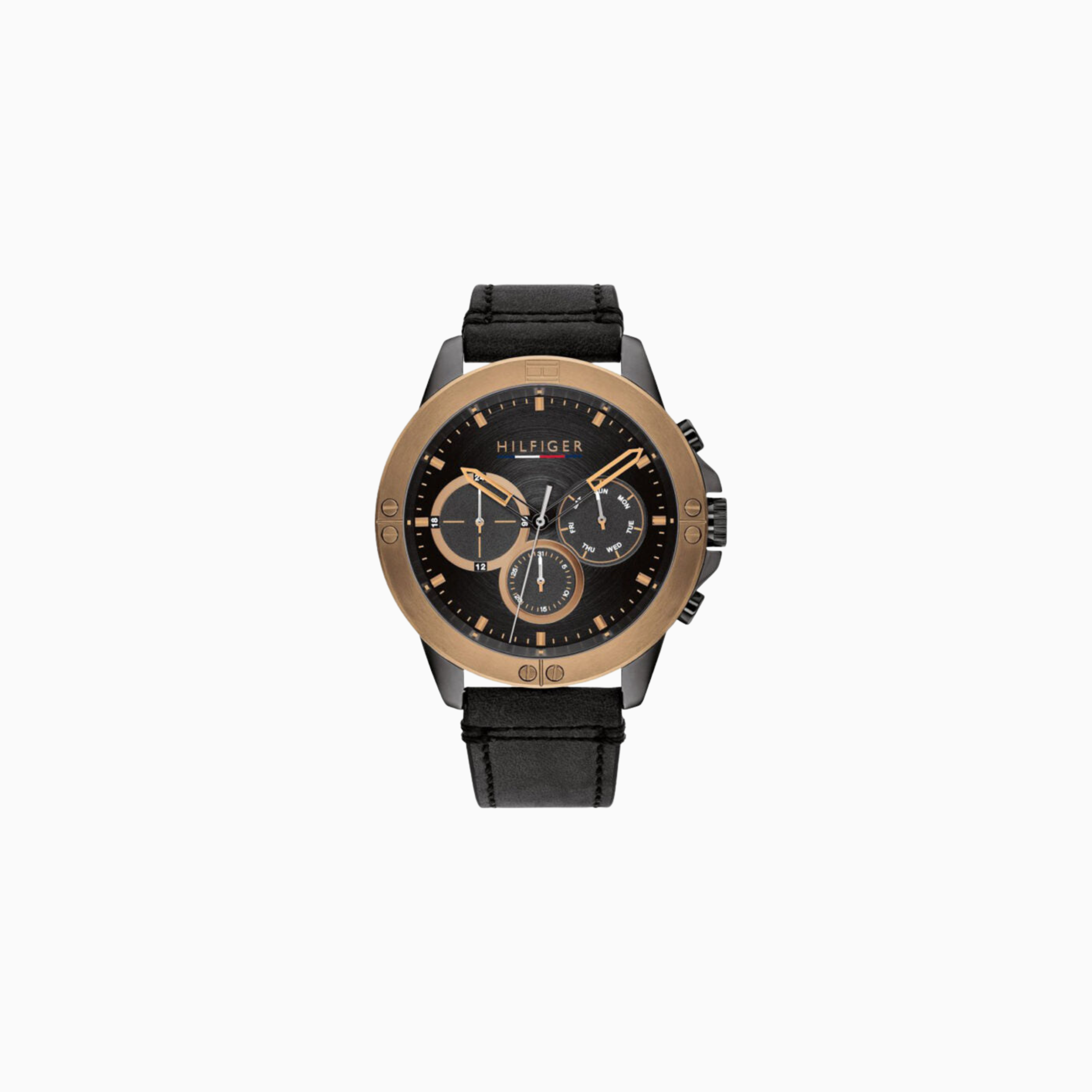 Tommy Hilfiger Men’s Quartz Leather Strap Black Dial 46mm Watch 1791893