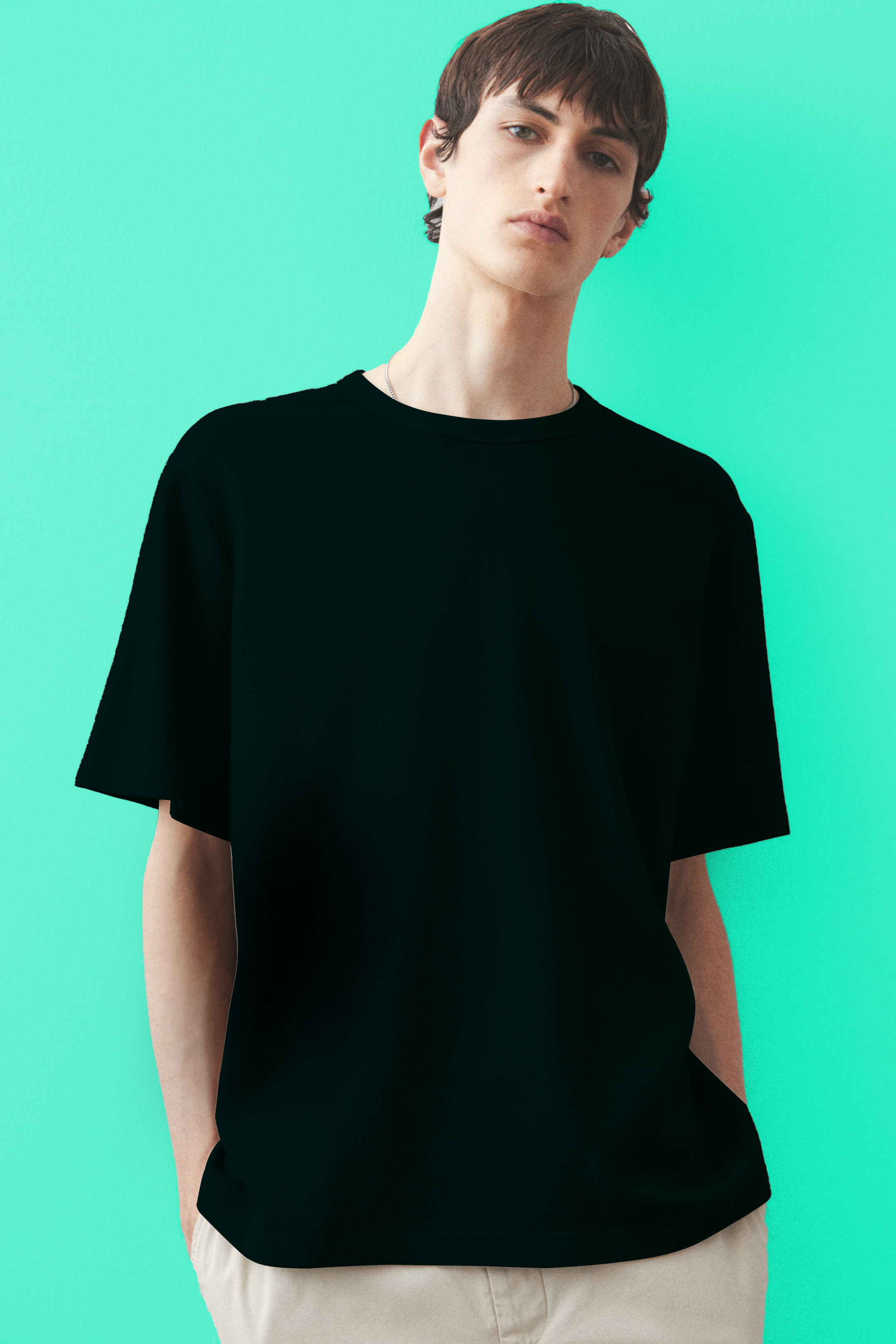Half Sleeve Waffle Knit Shirt - Green Drip