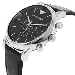 Emporio Armani Men’s Quartz Black Leather Strap Black Dial 46mm Watch AR8029