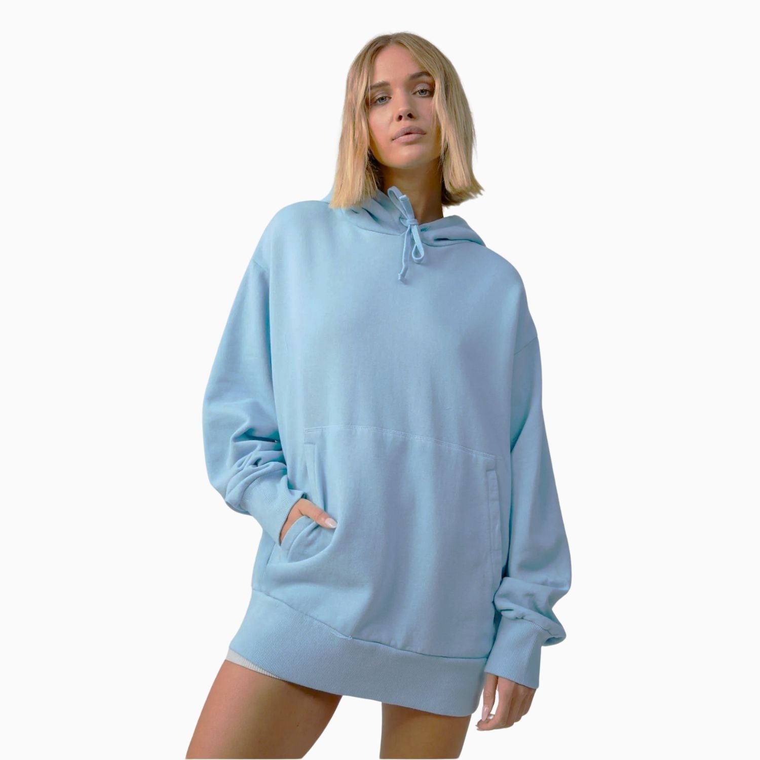Basic Loose Fit Hoodie - Baby Blue