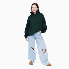 Basic Loose Fit Hoodie - Forest Green