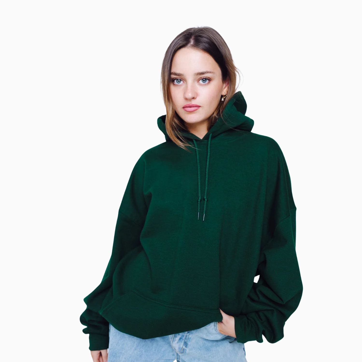 Basic Loose Fit Hoodie - Forest Green