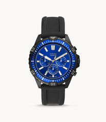Fossil Men’s Quartz Silicone Strap Blue Dial 44mm Watch FS5695