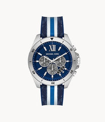 Michael Kors Brecken Chronograph Blue and White PVC Watch MK8950