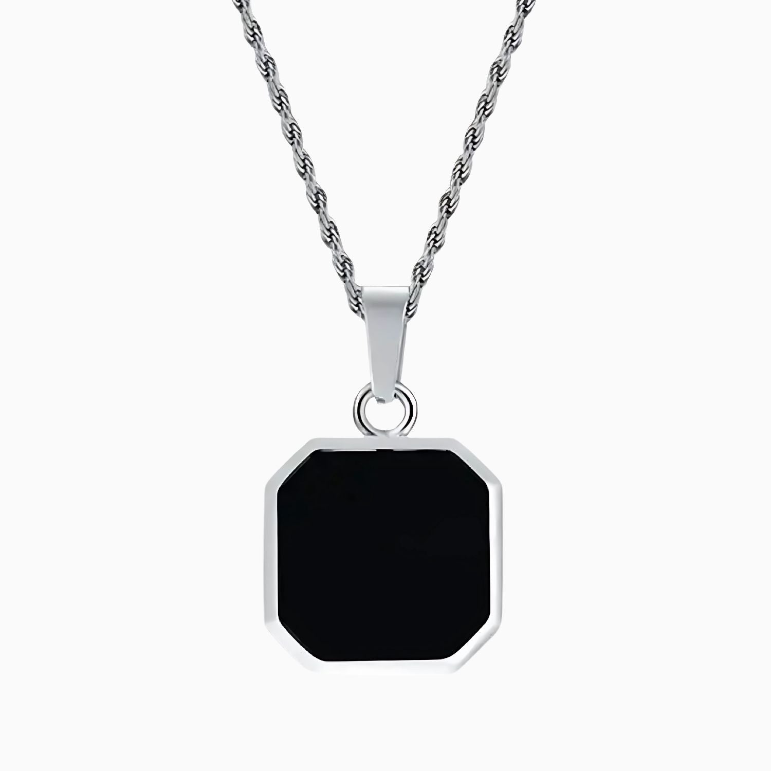 Onyx Tone Pendant White Black Necklace