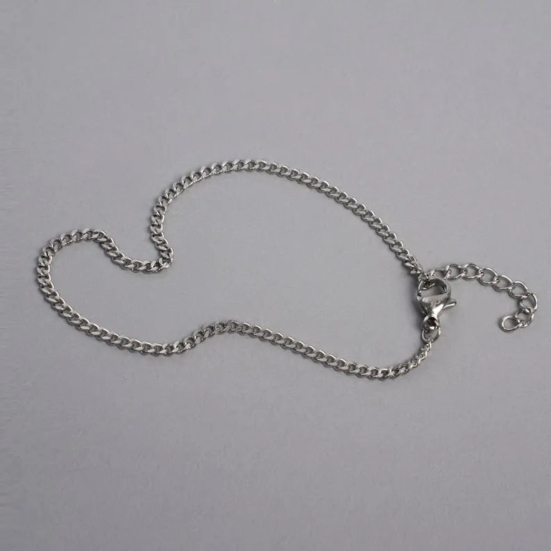 Thin Cuban Curb Link Silver Bracelet 1.5MM