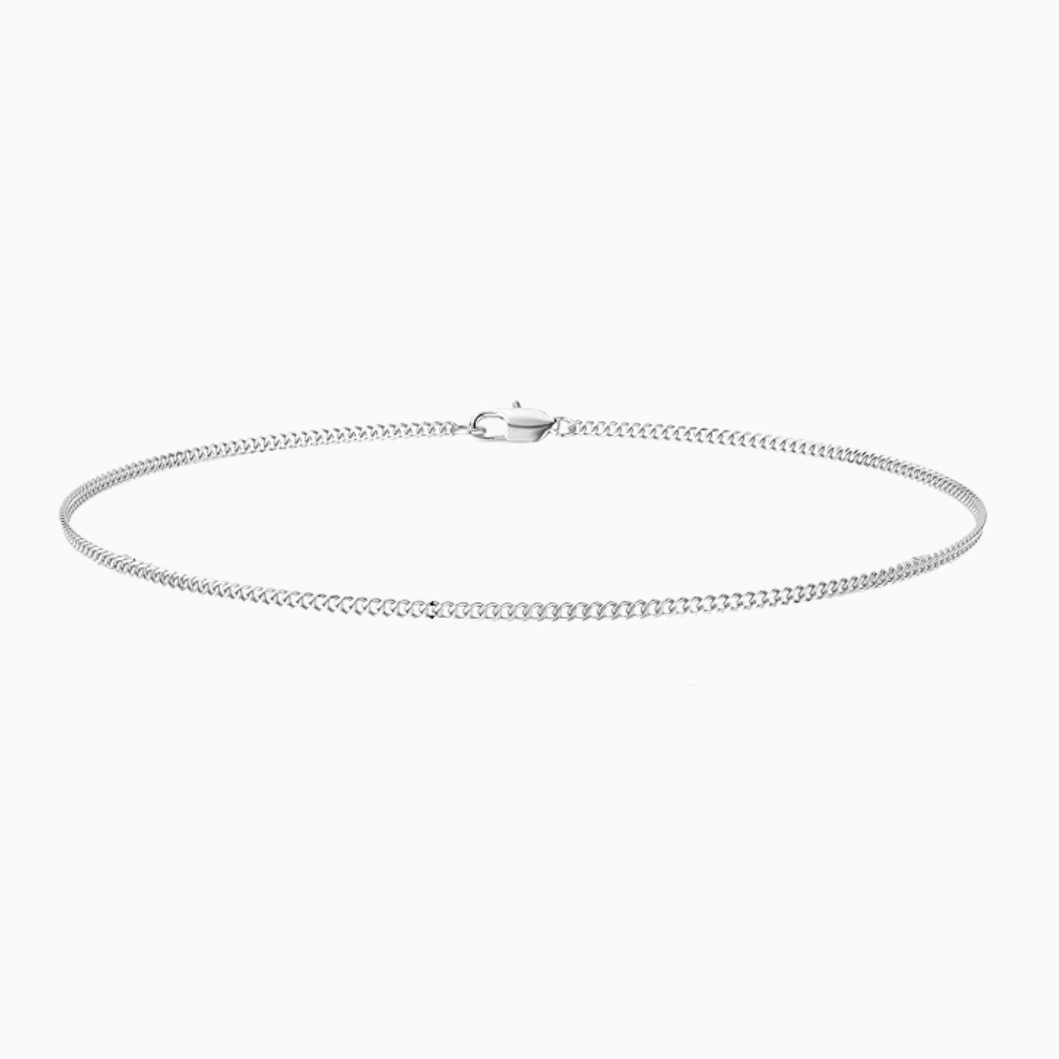 Thin Cuban Curb Link Silver Bracelet 1.5MM