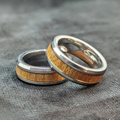Enigma Wooden Inlay Tungsten Ring