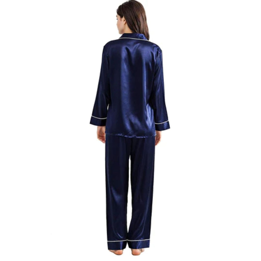 Buy Silk Pj Set - Navy Blue in Pakistan