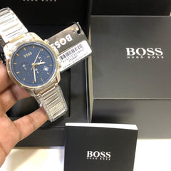 Hugo Boss Mens Silver Stainless Steel Blue Dial Chronograph Quartz Watch  – 1514007