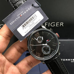 Tommy Hilfiger Men’s Quartz Leather Strap Black Dial 44mm Watch 1791310