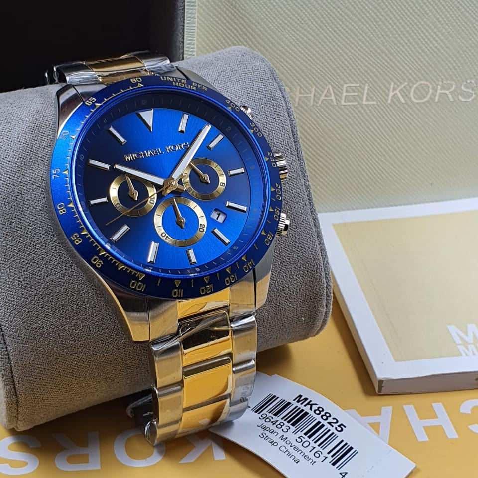 Michael Kors Men's Quartz Stainless Steel Blue Dial 45mm Watch MK8825