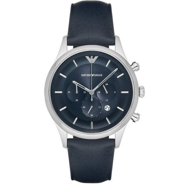 Emporio Armani Men’s Chronograph Quartz Leather Strap Blue Dial 43mm Watch AR11018