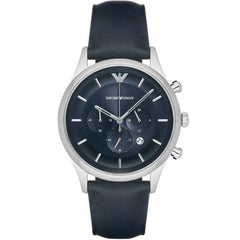 Emporio Armani Men’s Chronograph Quartz Leather Strap Blue Dial 43mm Watch AR11018