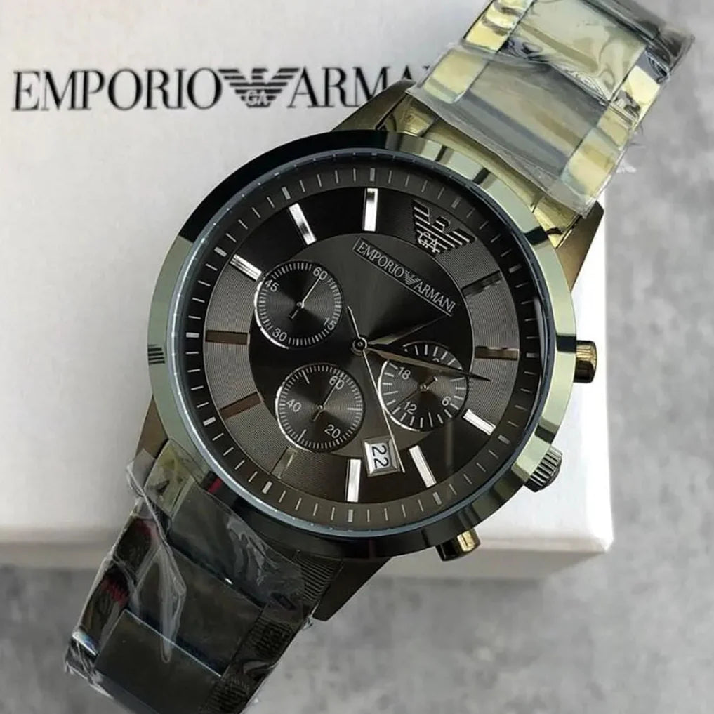 Emporio Armani Men’s Chronograph Quartz Stainless Steel Grey Dial 43mm Watch AR11117