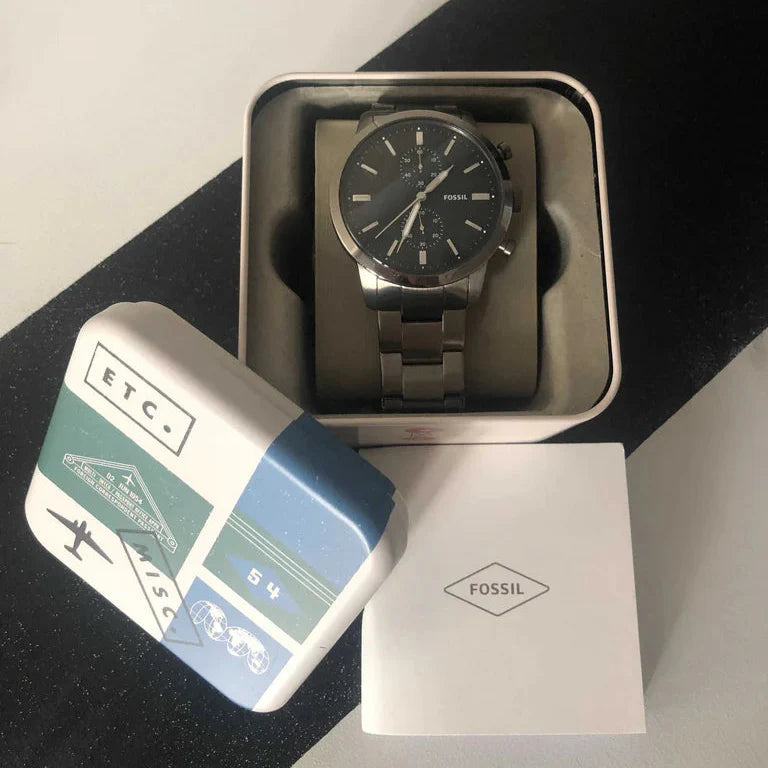 Fossil Men’s Quartz Stainless Steel Black Dial 44mm Watch FS5349