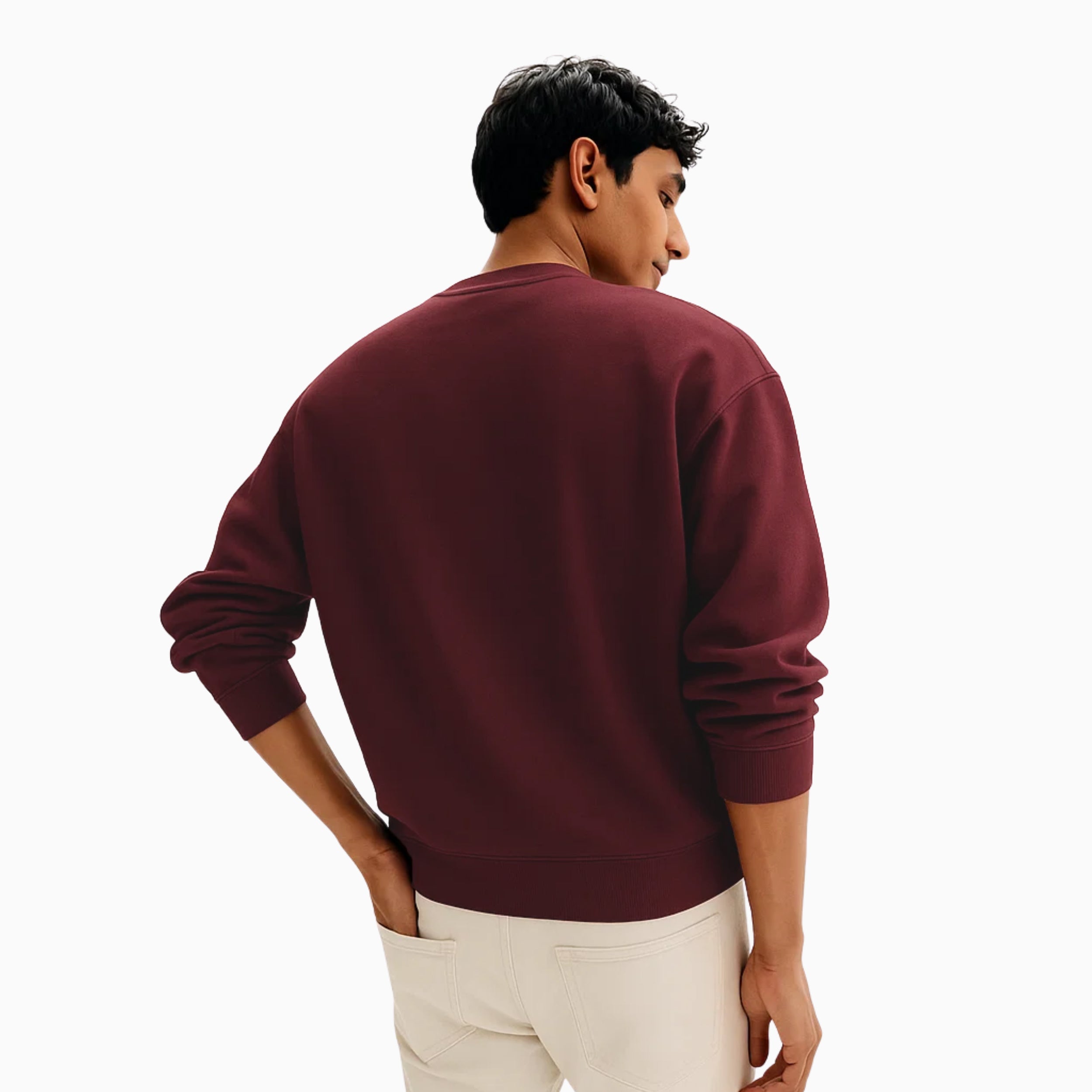 Basic Loose Fit Sweatshirt - Burgundy