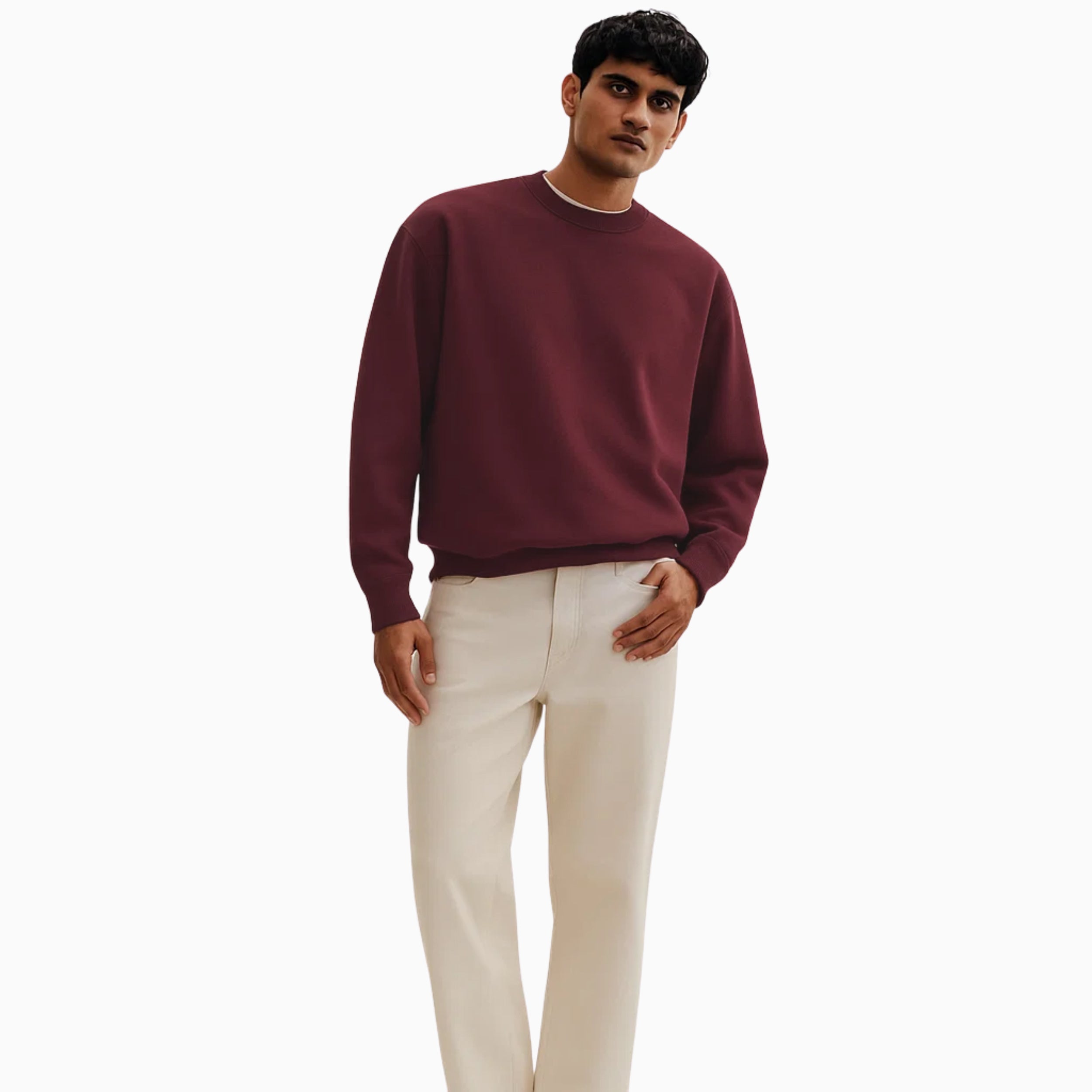 Basic Loose Fit Sweatshirt - Burgundy