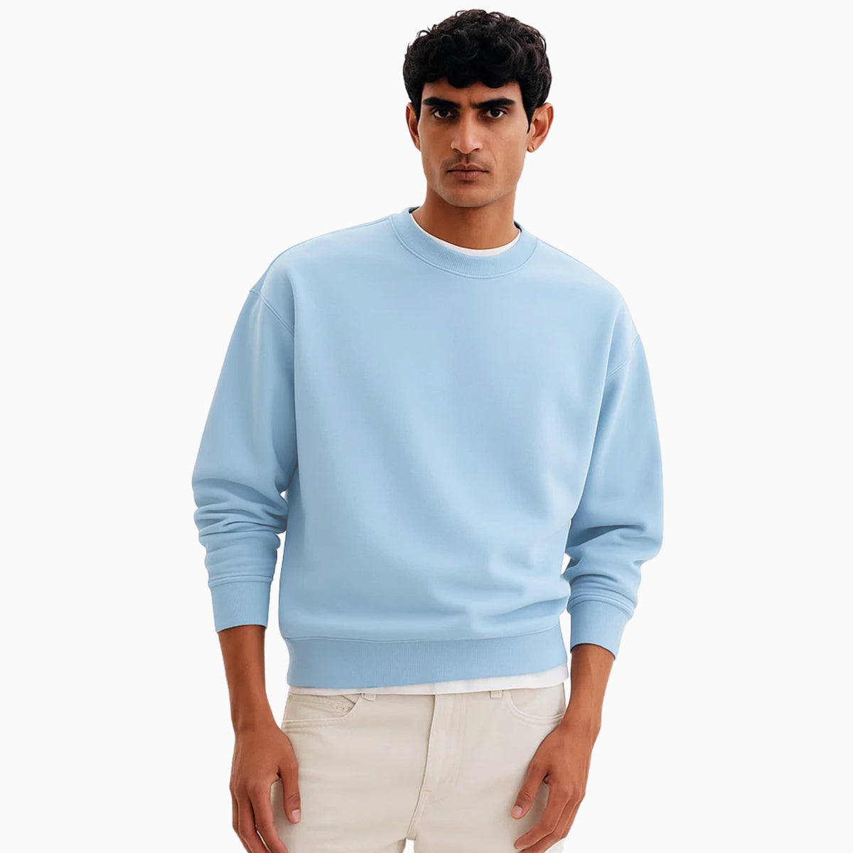 Basic Loose Fit Sweatshirt - Baby Blue